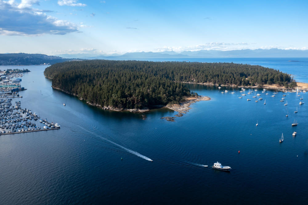 Luftaufnahme von Newcastle Island bei Nanaimo
