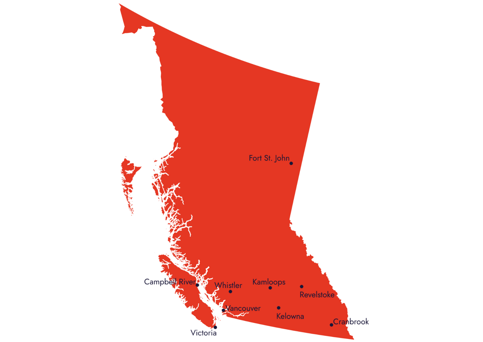 Landkarte von Britisch Columbia
